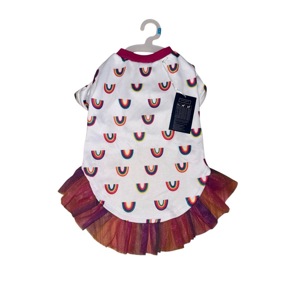 Sydney & Co. Rainbow Dog Dress with Tulle Skirt Dress Size Medium